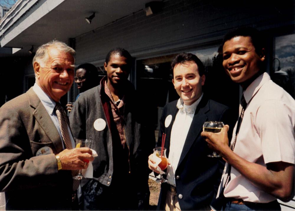 Whley Nimely'88 (Liberia), Dan Spaulding'86, Eric Brown'88 (The Bahamas), and Harry Moore, circa 1984